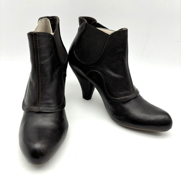 NEW Chocolate Negro Brown Genuine Leather Block Heel Chelsea Boot US8.5 EU39 - Picture 2 of 16